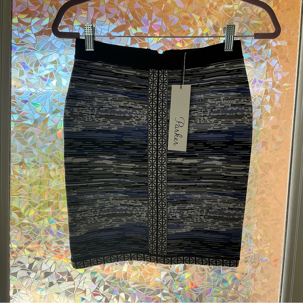 Parker Women's Striped Blue and Black Pencil Skirt